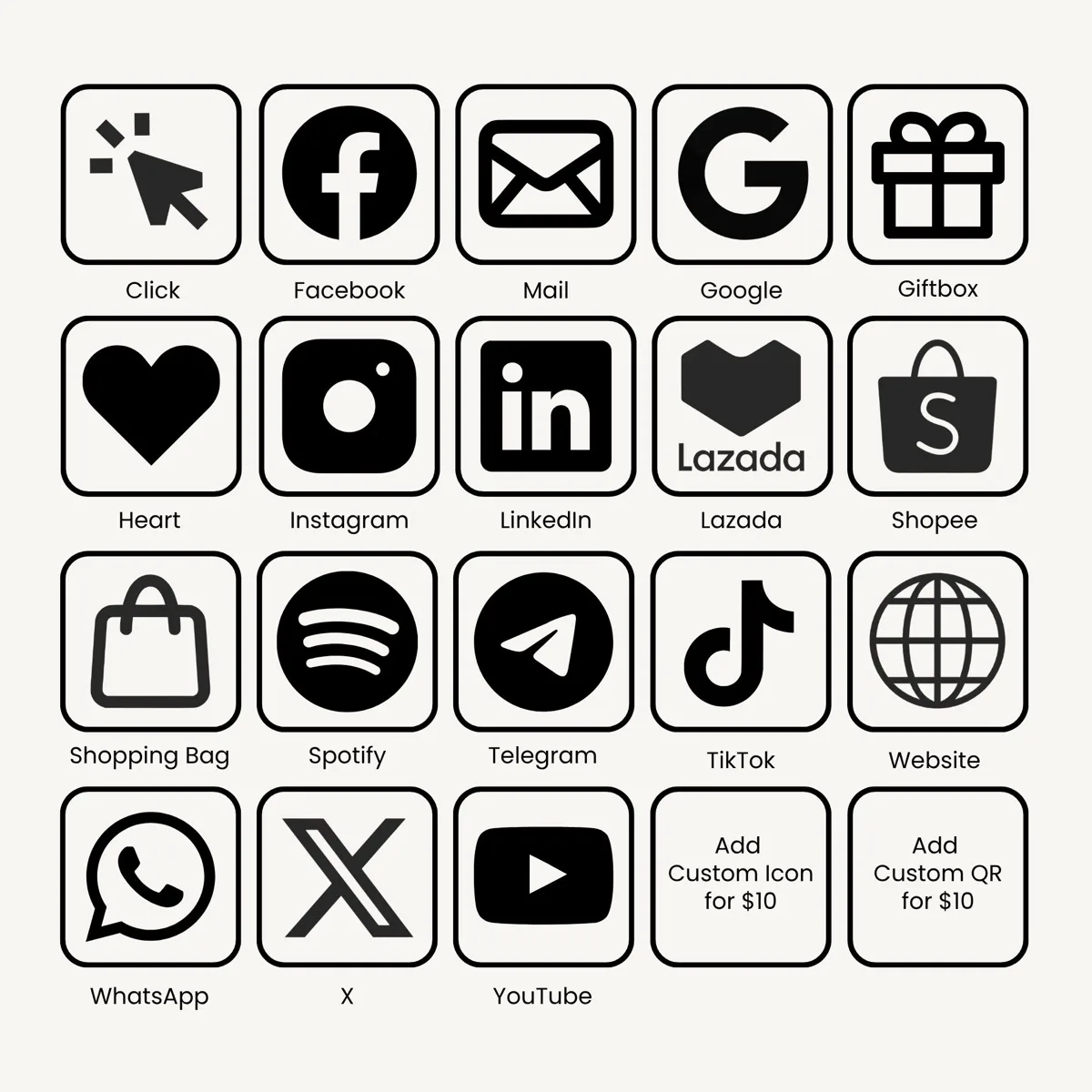 Iconos disponibles para las chapitas del Smart Bar 3
